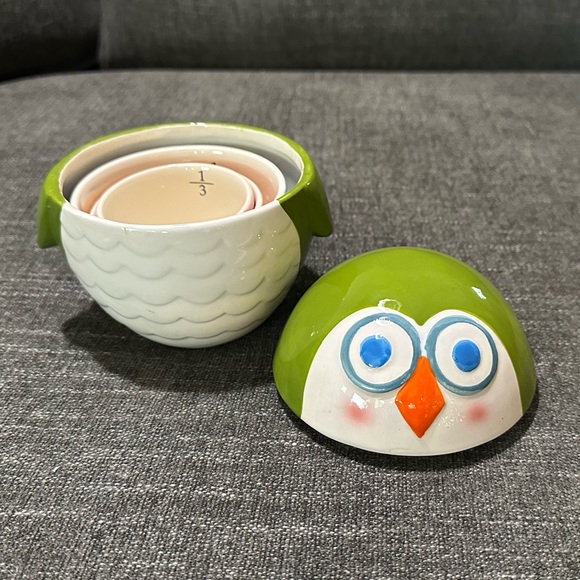 Nesting measuring cups - ceramic owl - Picture 2 of 8